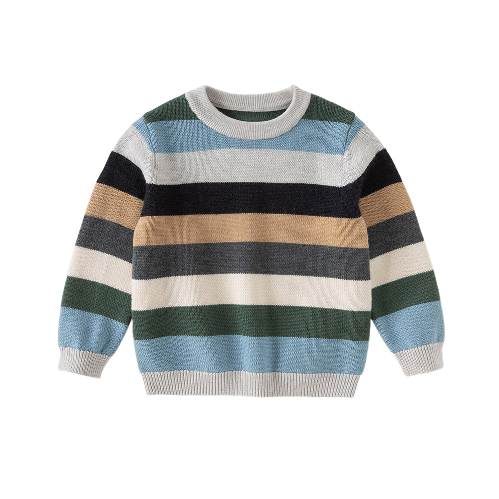 Dave&Bella Kids Boys Winter Blue Striped Casual Wool Pullover Sweaters Tops