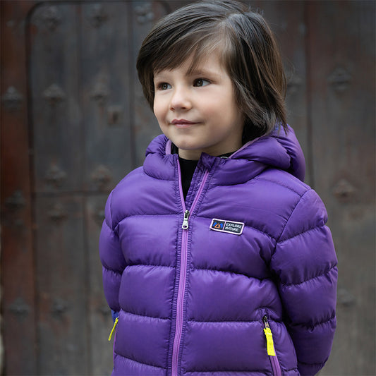 Dave&Bella Toddler Girls/Boys Winter Cool Dark Purple Outdoor Short Hooded Down Coats