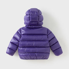 Dave&Bella Toddler Girls/Boys Winter Cool Dark Purple Outdoor Short Hooded Down Coats