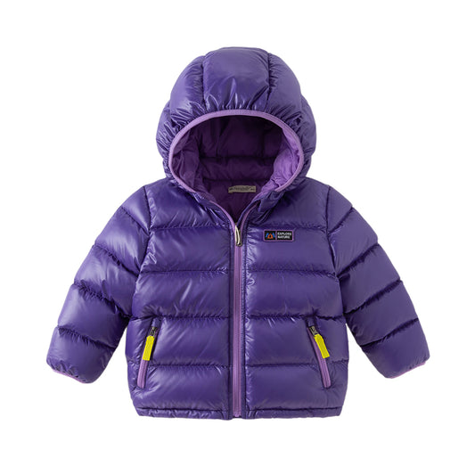 Dave&Bella Toddler Girls/Boys Winter Cool Dark Purple Outdoor Short Hooded Down Coats