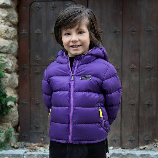 Dave&Bella Toddler Girls/Boys Winter Cool Dark Purple Outdoor Short Hooded Down Coats