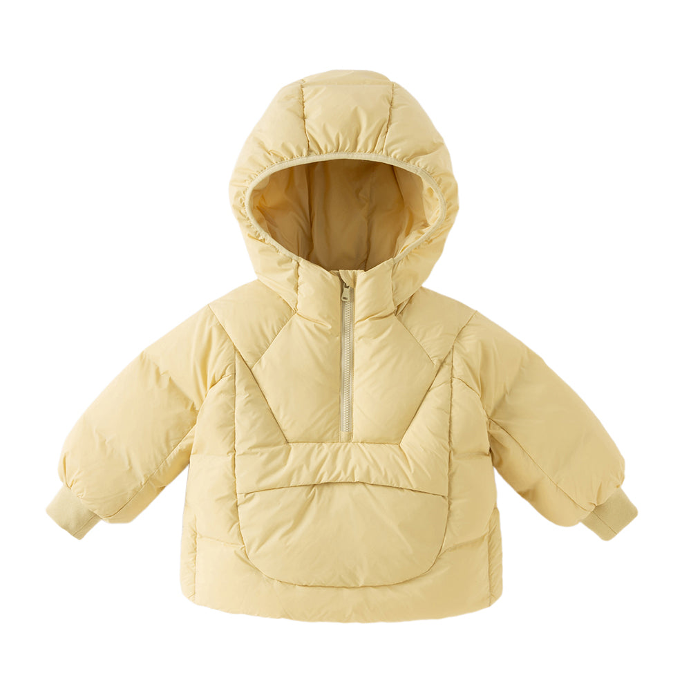 Dave&Bella Toddler Girls Winter Yellow Hooded Long-sleeved Outdoor Cozy Down Coats