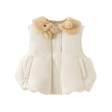 Dave&Bella Toddler Girls Winter Versatile White Windproof Outdoor Down Vests Tops