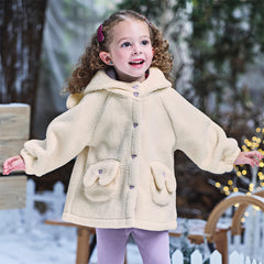 Dave&Bella Toddler Girls Winter Gentle White Outdoor Outwear Warm Hooded Coats