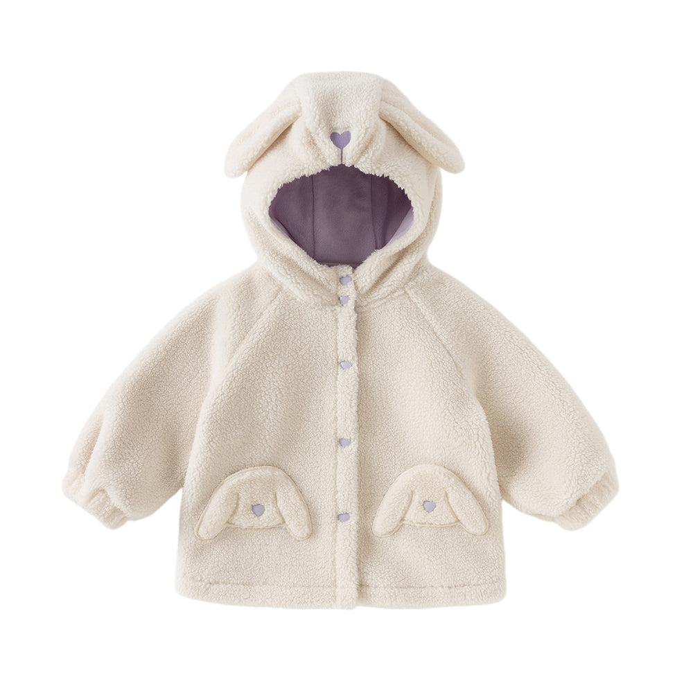 Dave&Bella Toddler Girls Winter Gentle White Outdoor Outwear Warm Hooded Coats