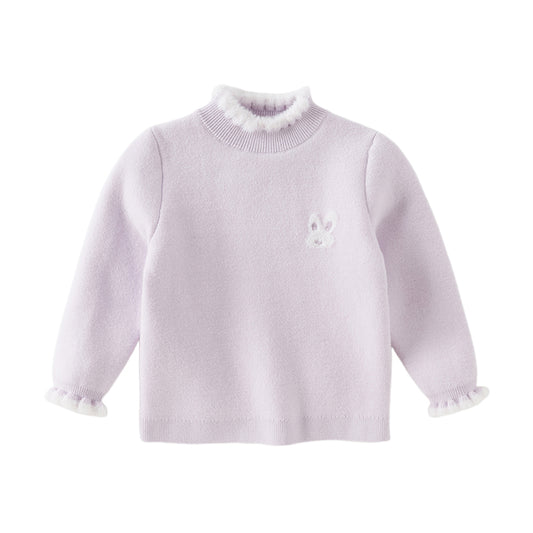 Dave&Bella Kids Girls Elegant Purple Soft Turtle  Plush-lined Sweaters Tops