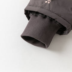 Dave&Bella Toddler Girls Winter Purple Windproof Outdoor Fruit-embroidery Down Pants