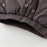 Dave&Bella Toddler Girls Winter Purple Windproof Outdoor Fruit-embroidery Down Pants