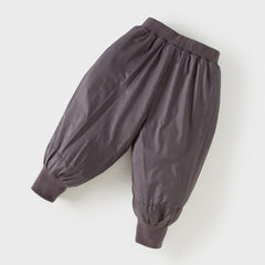 Dave&Bella Toddler Girls Winter Purple Windproof Outdoor Fruit-embroidery Down Pants