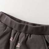 Dave&Bella Toddler Girls Winter Purple Windproof Outdoor Fruit-embroidery Down Pants