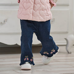 Dave&Bella Toddler Girls Casual Denim Blue Straight-Leg Flared Jeans