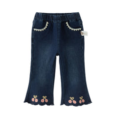 Dave&Bella Toddler Girls Casual Denim Blue Straight-Leg Flared Jeans
