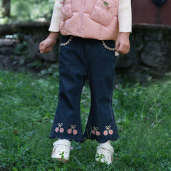 Dave&Bella Toddler Girls Casual Denim Blue Straight-Leg Flared Jeans