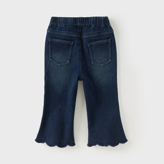 Dave&Bella Toddler Girls Casual Denim Blue Straight-Leg Flared Jeans