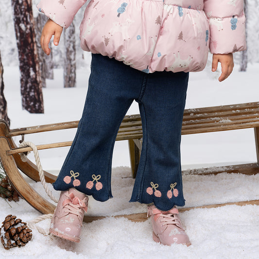 Dave&Bella Toddler Girls Casual Denim Blue Straight-Leg Flared Jeans