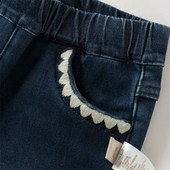 Dave&Bella Toddler Girls Casual Denim Blue Straight-Leg Flared Jeans