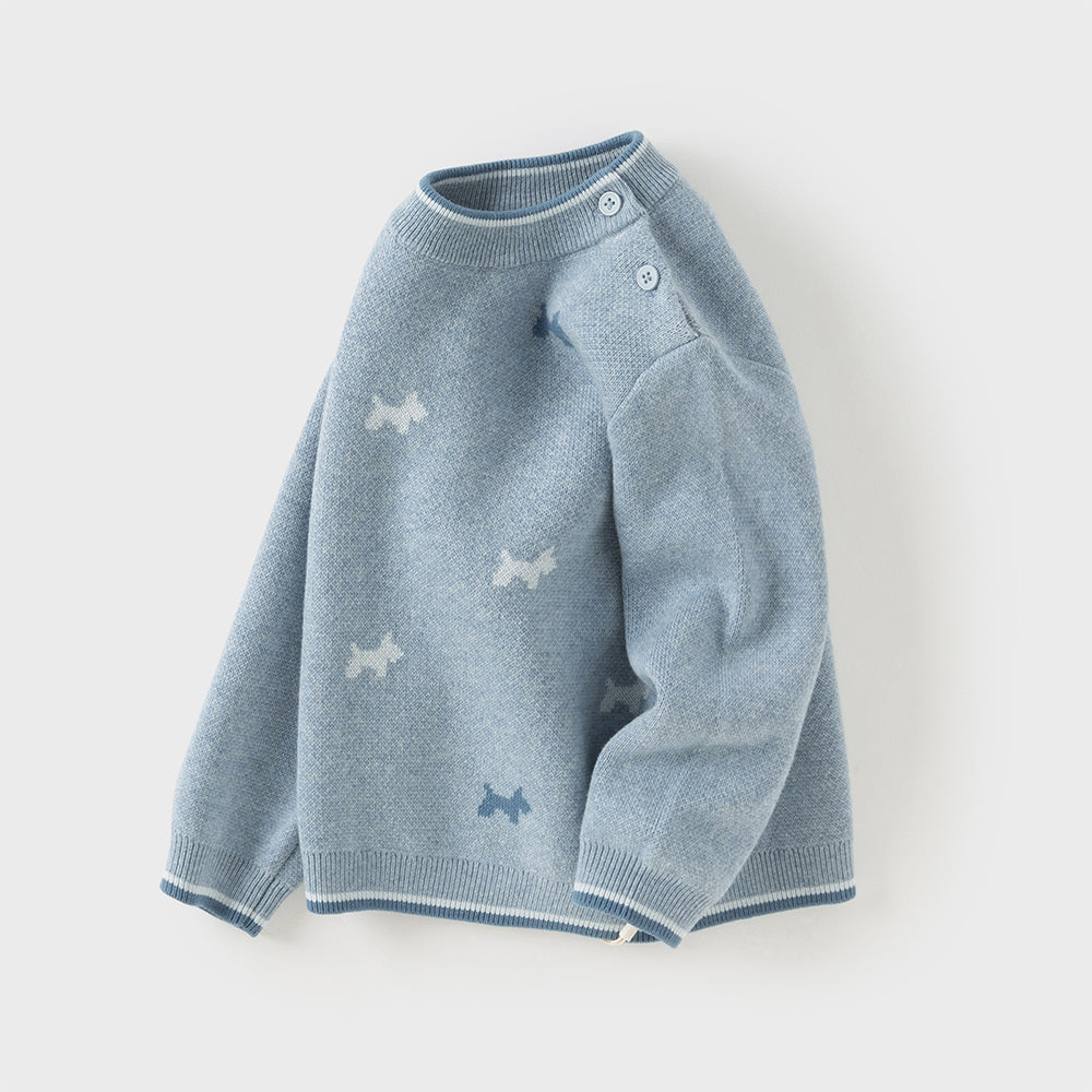 Dave&Bella Toddler Boys Breathable Cotton Turtle Blue Pullover Sweaters