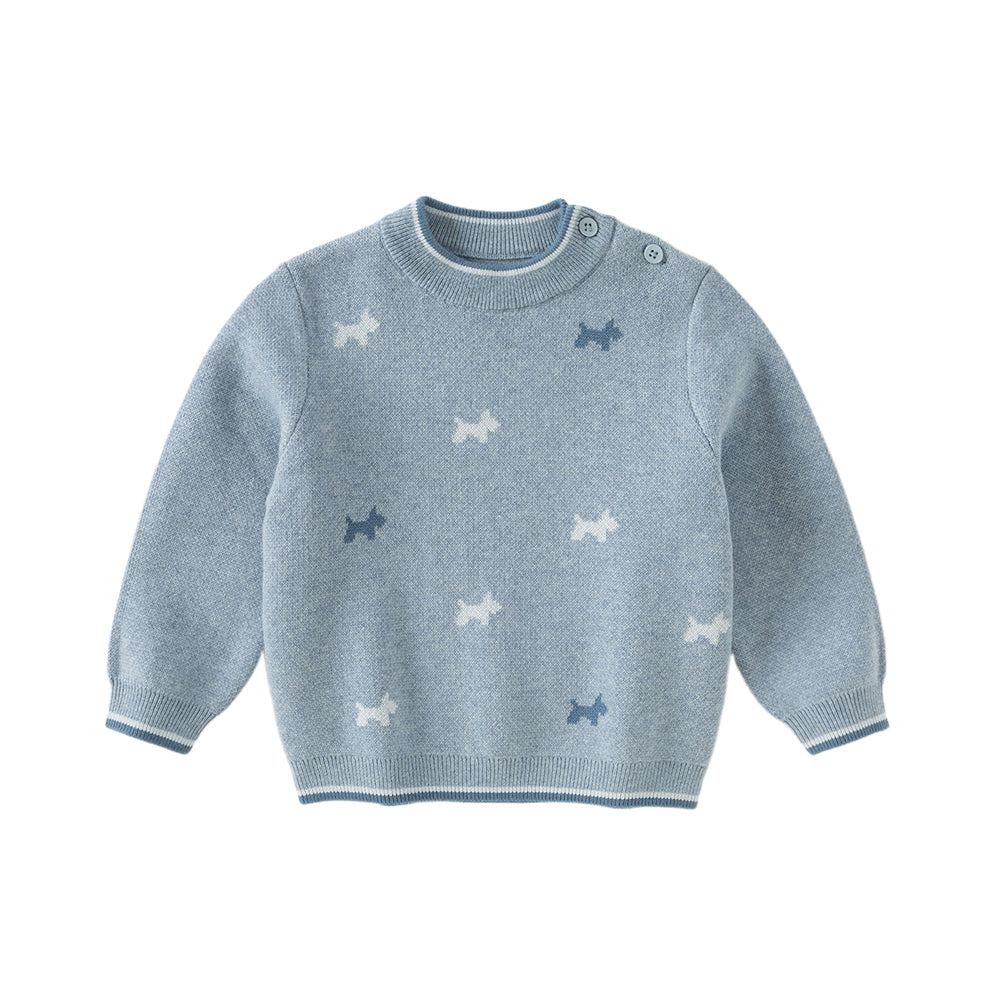 Dave&Bella Toddler Boys Winter Breathable Cotton Turtle Blue Pullover Sweaters Tops