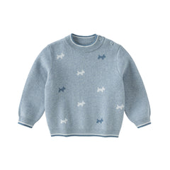 Dave&Bella Toddler Boys Winter Breathable Cotton Turtle Blue Pullover Sweaters Tops