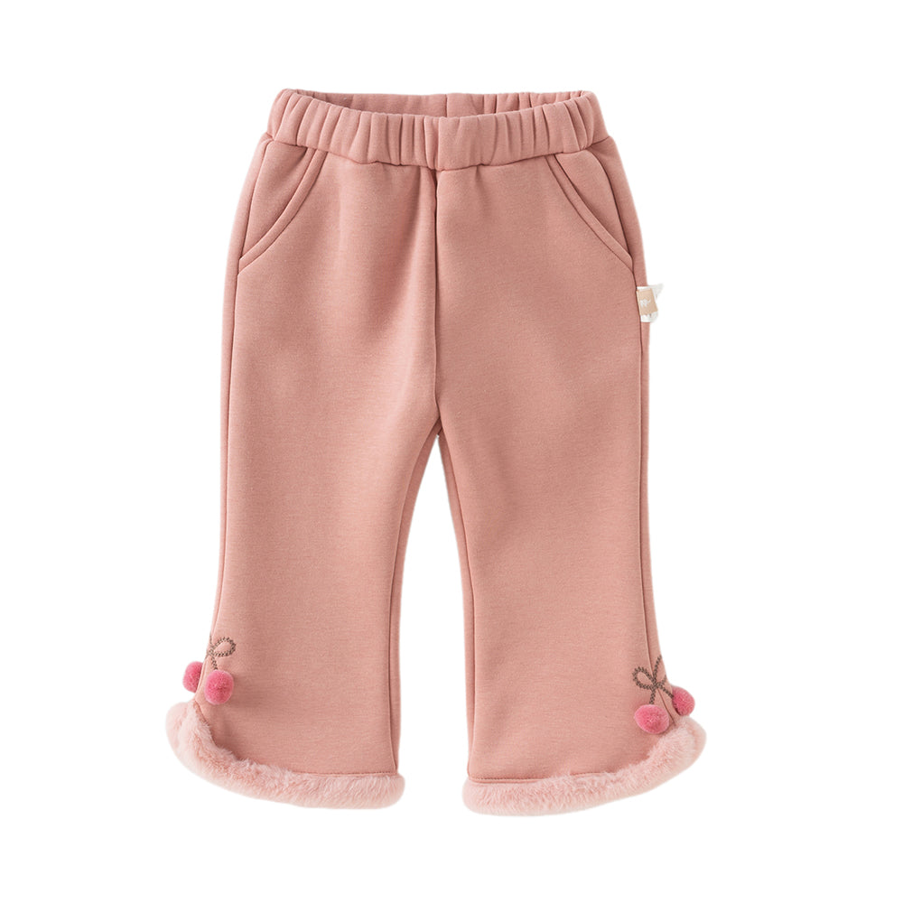 Dave&Bella Toddler Girl Casual Straight-leg Warm Plush-lined Pants