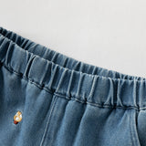 Dave&Bella Toddler Girls Sweet Denim Blue Straight-leg Plush-lined Long Jeans Pants