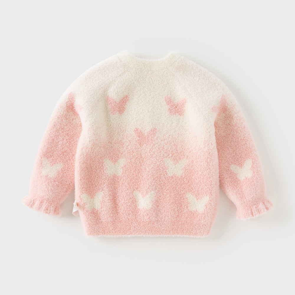 Dave&Bella Toddler Girls Sweet Pink Turtle Long-sleeved Soft Sweaters Tops