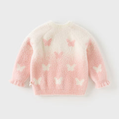 Dave&Bella Toddler Girls Sweet Pink Turtle Long-sleeved Soft Sweaters Tops