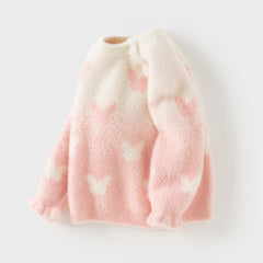 Dave&Bella Toddler Girls Sweet Pink Turtle Long-sleeved Soft Sweaters Tops