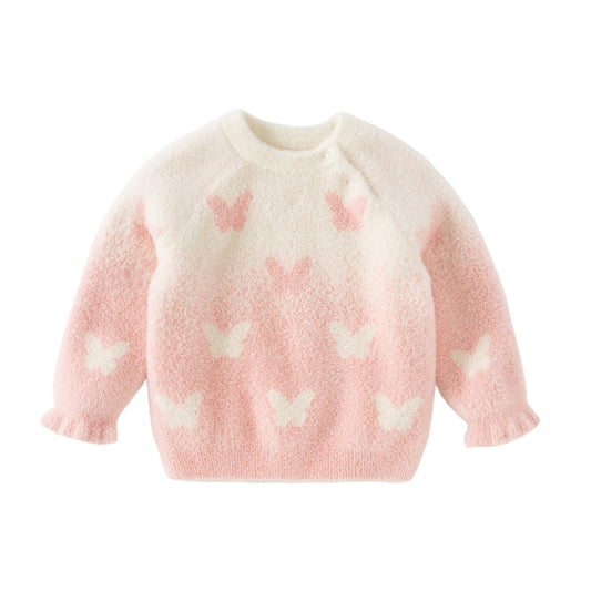 Dave&Bella Toddler Girls Sweet Pink Turtle Long-sleeved Soft Sweaters Tops