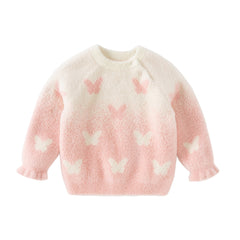 Dave&Bella Toddler Girls Sweet Pink Turtle Long-sleeved Soft Sweaters Tops