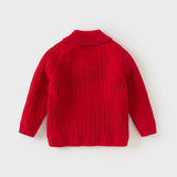 Dave&Bella Toddler Boys Red Outwear Cozy Plush-lined Sweater Coats