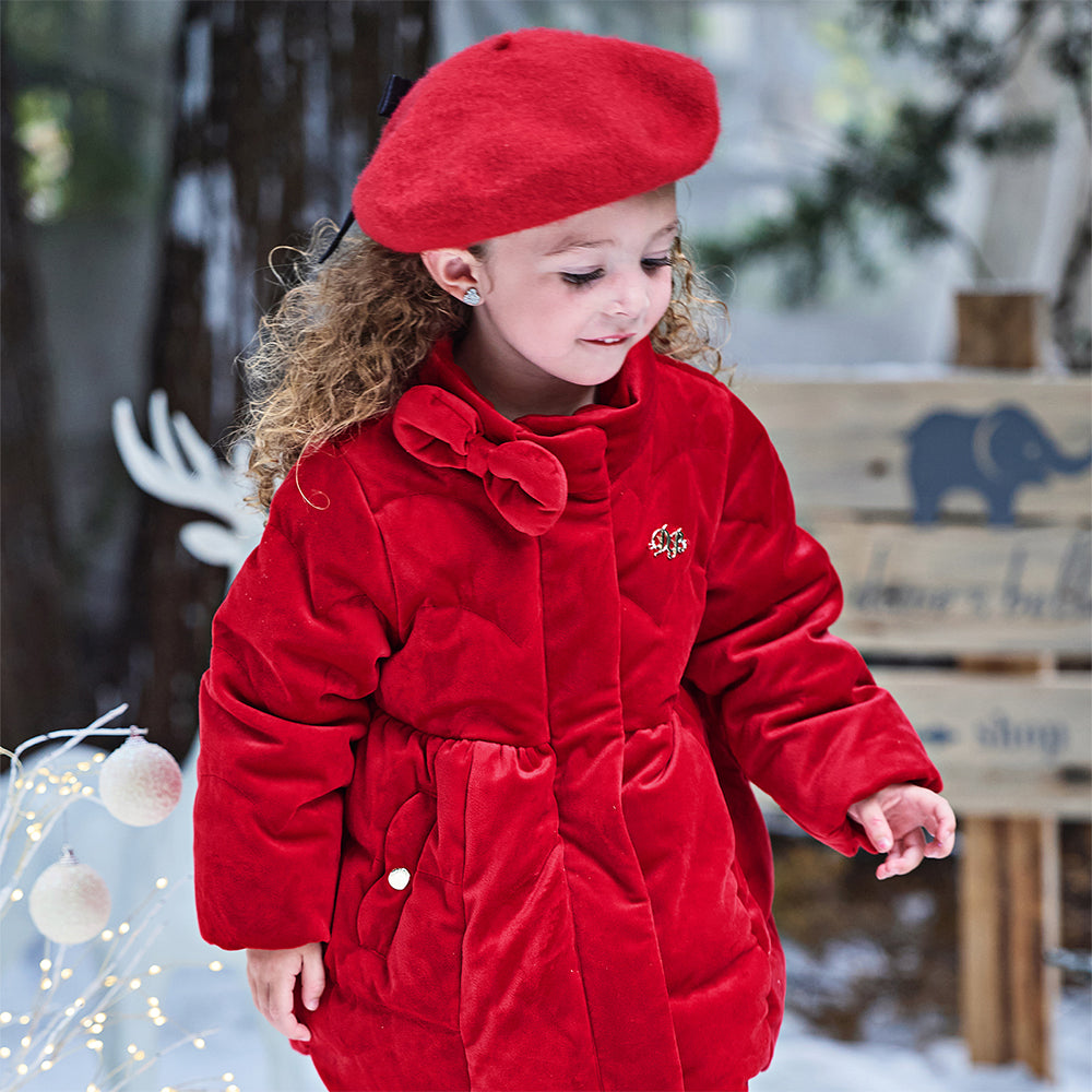 Dave&Bella Toddler Girls Winter Christmas Red Turtle Outdoor Windproof Warm Down Coats