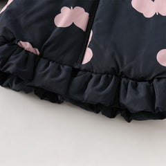 Dave&Bella Toddler Girls Pretty Butterfly-print Black Long-sleeved Hooded Padded Coats