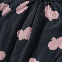 Dave&Bella Toddler Girls Pretty Butterfly-print Black Long-sleeved Hooded Padded Coats