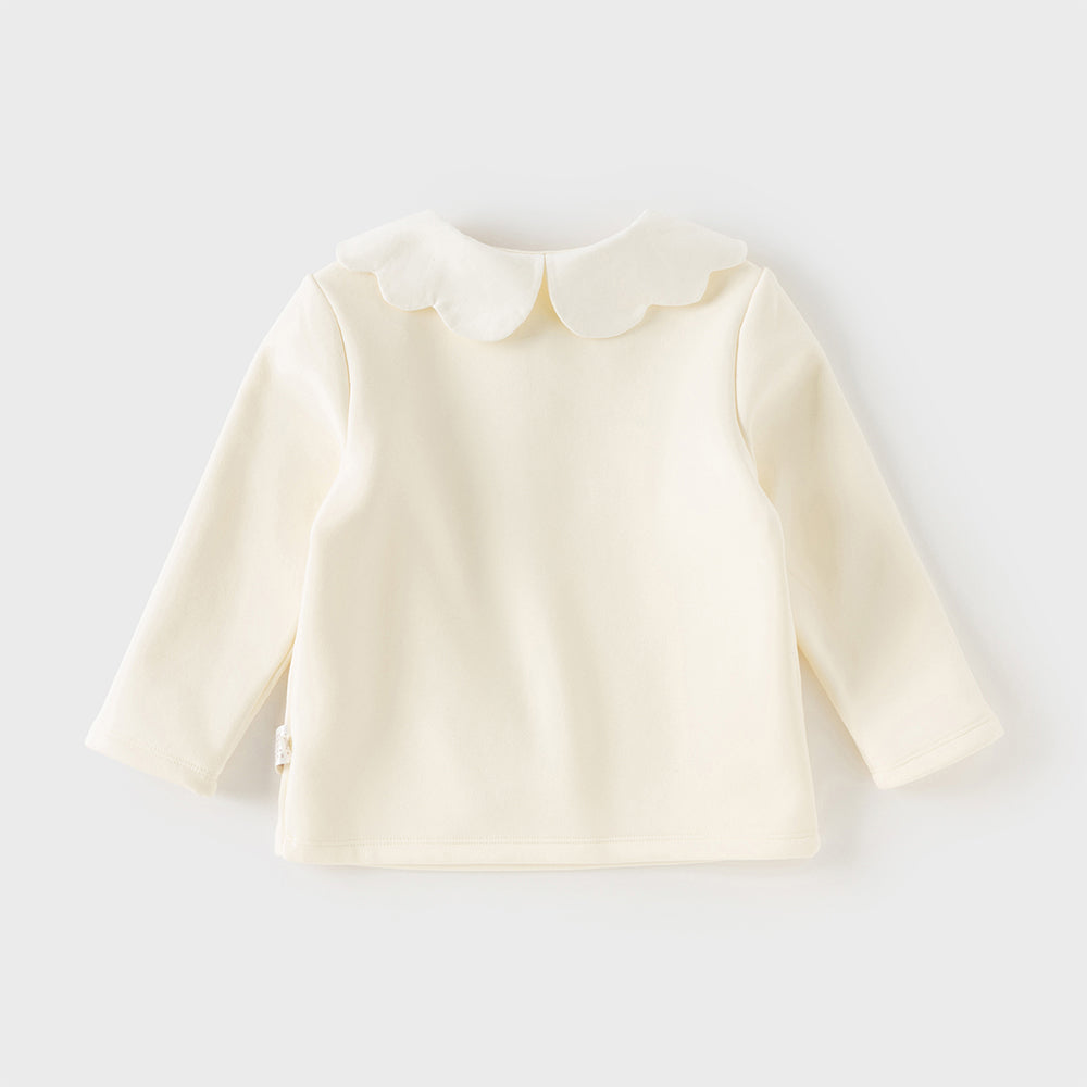 Dave&Bella Toddler Girls Charming Beige Soft Long-sleeved T-Shirts Tops