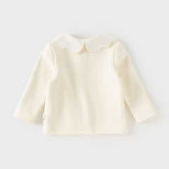 Dave&Bella Toddler Girls Winter Charming Beige Soft Long-sleeved T-Shirts Tops