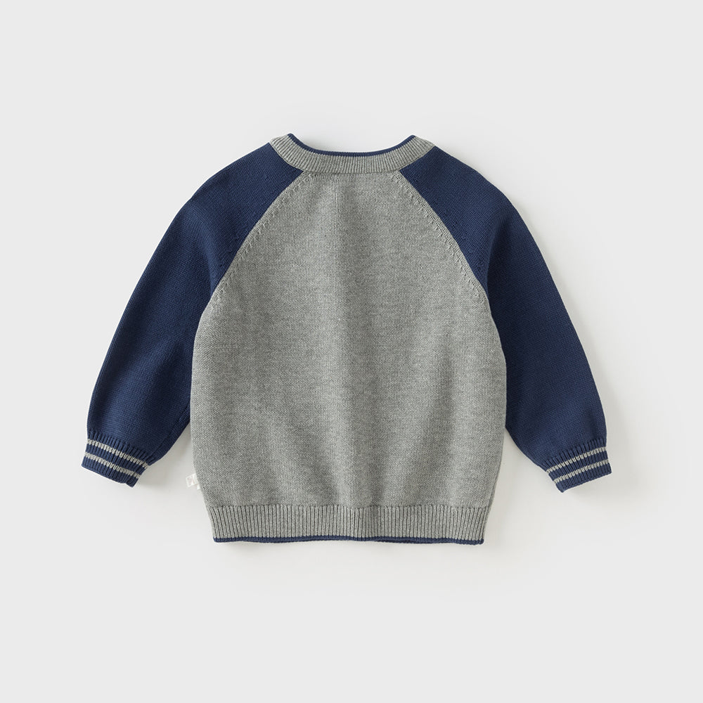 Dave&Bella Toddler Boys Cute Cartoon Print Grey Long-sleeved Pure Cotton T-shirts Tops