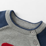 Dave&Bella Toddler Boys Cute Cartoon Print Grey Long-sleeved Pure Cotton T-shirts Tops