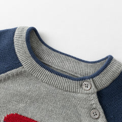 Dave&Bella Toddler Boys Cute Cartoon Print Grey Long-sleeved Pure Cotton T-shirts Tops