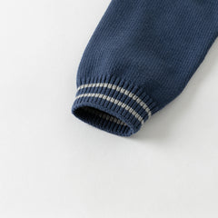 Dave&Bella Toddler Boys Cute Cartoon Print Grey Long-sleeved Pure Cotton T-shirts Tops