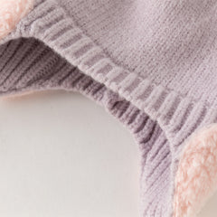 Dave&Bella Toddler Girls Adorable Purple/Beige Versatile Cozy Pullover Hats