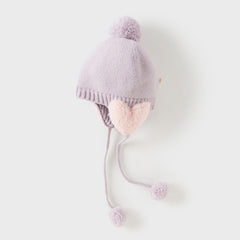 Dave&Bella Toddler Girls Adorable Purple/Beige Versatile Cozy Pullover Hats