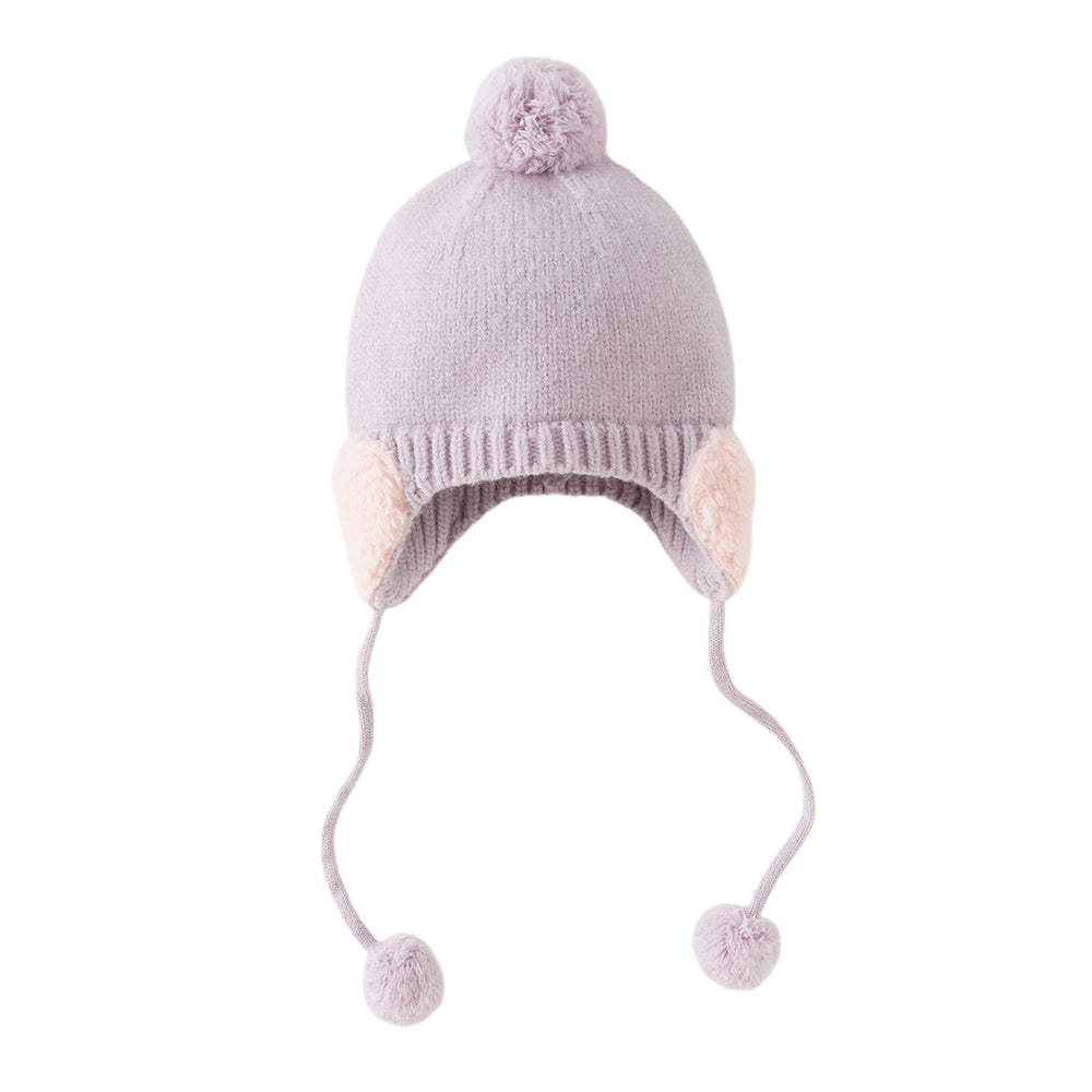 Dave&Bella Toddler Girls Adorable Purple/Beige Versatile Cozy Pullover Hats