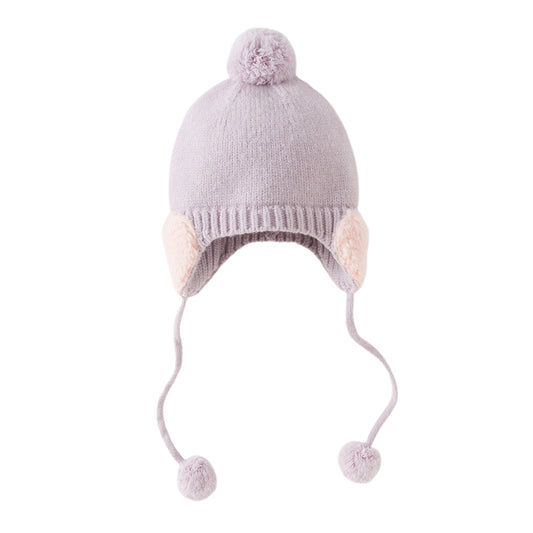 Dave&Bella Toddler Girls Adorable Purple/Beige Versatile Cozy Pullover Hats