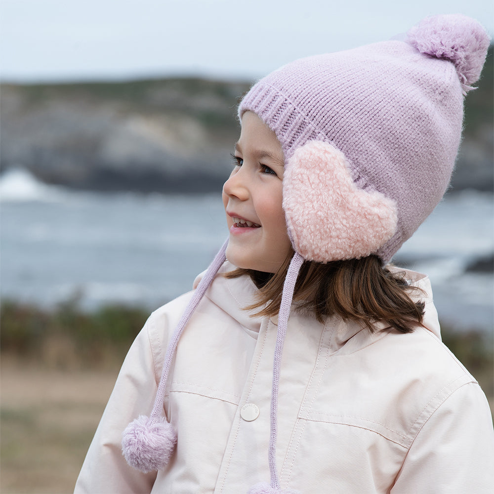 Dave&Bella Toddler Girls Adorable Purple/Beige Versatile Cozy Pullover Hats