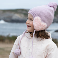 Dave&Bella Toddler Girls Adorable Purple/Beige Versatile Cozy Pullover Hats