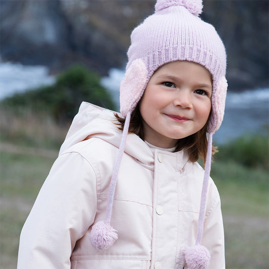 Dave&Bella Toddler Girls Adorable Purple/Beige Versatile Cozy Pullover Hats