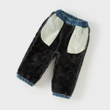 Dave&Bella Toddler Girls Denim Blue Casual Straight-leg Plush-lined Jeans