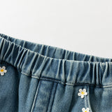 Dave&Bella Toddler Girls Denim Blue Casual Straight-leg Plush-lined Jeans