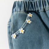 Dave&Bella Toddler Girls Denim Blue Casual Straight-leg Plush-lined Jeans